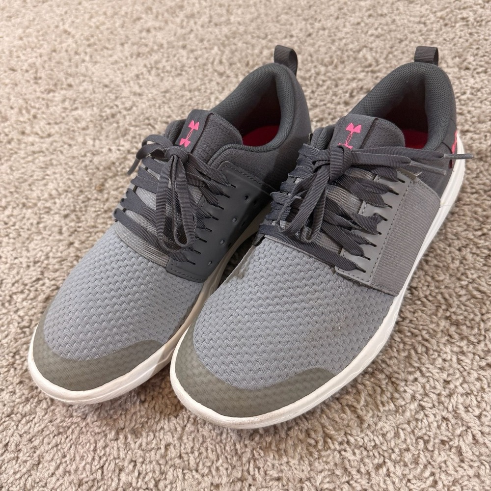 Under Armour Charged Assert Youth Size 6Y Gray Pink Sneakers